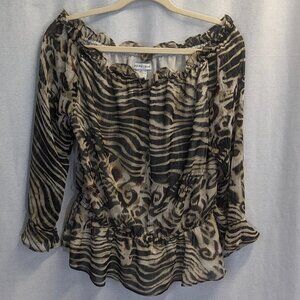 Andre Oliver Size Medium Off-Shoulder Animal Print Top